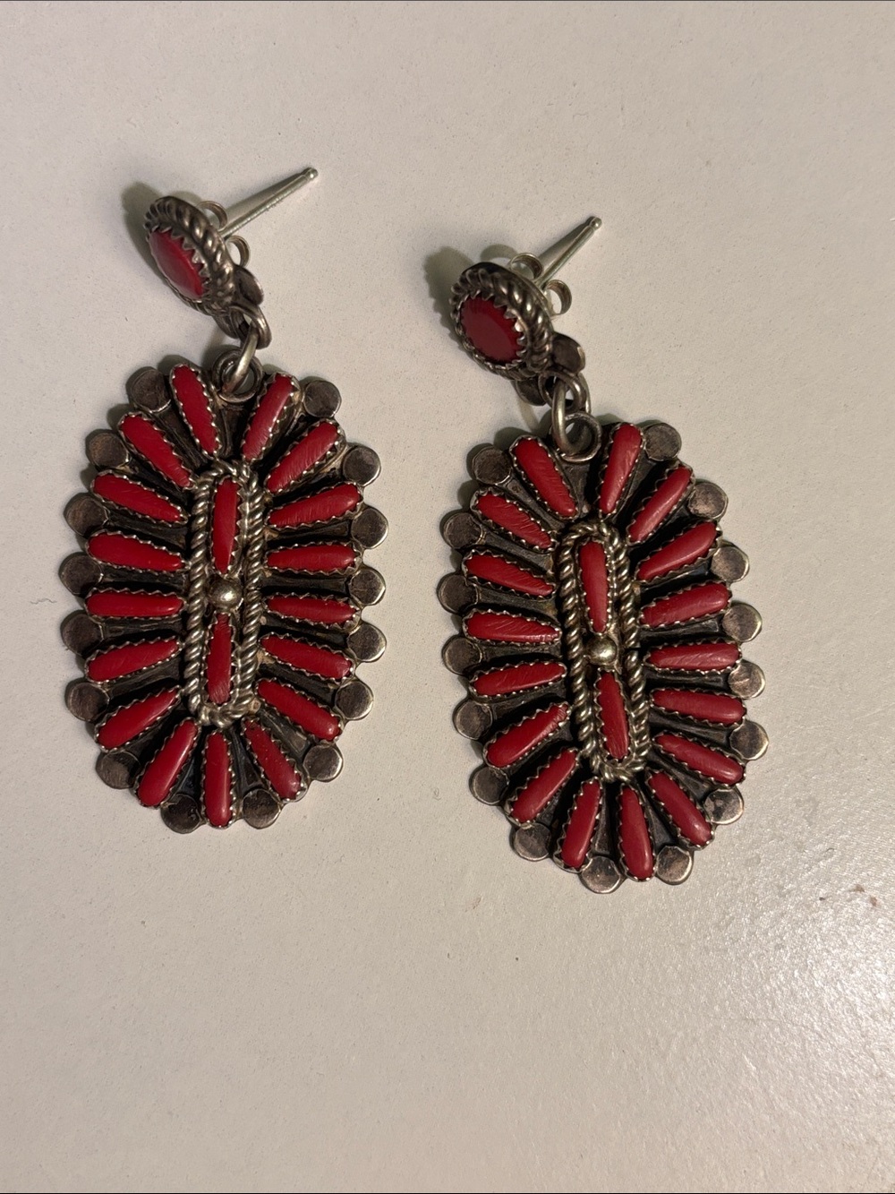Women's Red Oval Cluster Drop Earrings - Unbranded